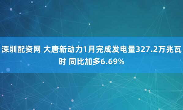 深圳配资网 大唐新动力1月完成发电量327.2万兆瓦时 同比加多6.69%