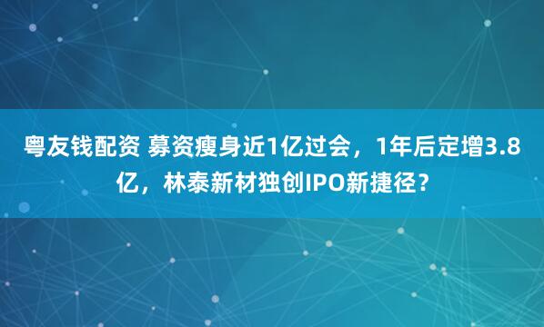 粤友钱配资 募资瘦身近1亿过会，1年后定增3.8亿，林泰新材独创IPO新捷径？