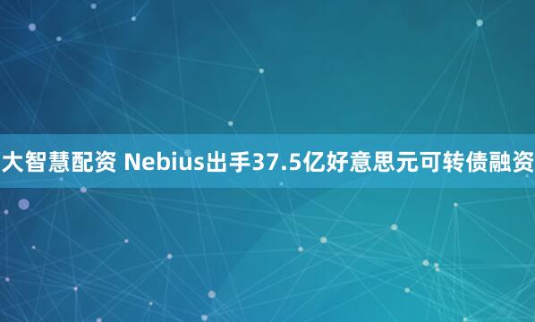 大智慧配资 Nebius出手37.5亿好意思元可转债融资