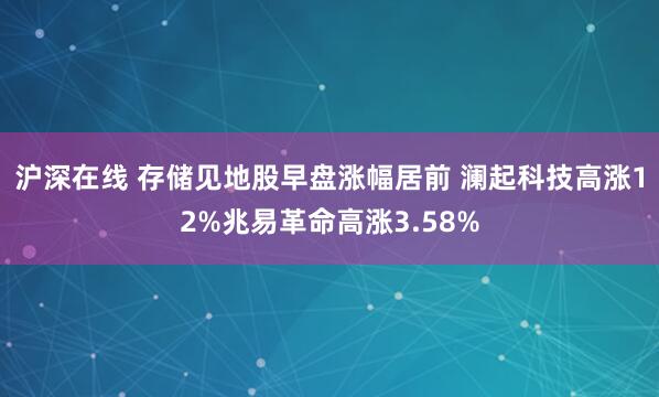 沪深在线 存储见地股早盘涨幅居前 澜起科技高涨12%兆易革命高涨3.58%