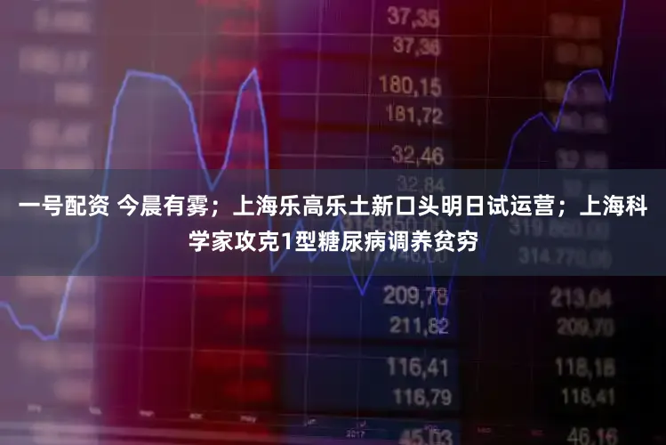 一号配资 今晨有雾;上海乐高乐土新口头明日试运营;上海科学家攻克1型糖尿病调养贫穷